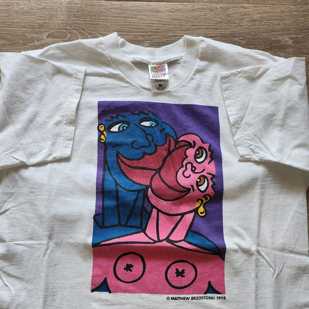 90s Matthew Brzostoki Two Ladies Kissing Art Tshirt